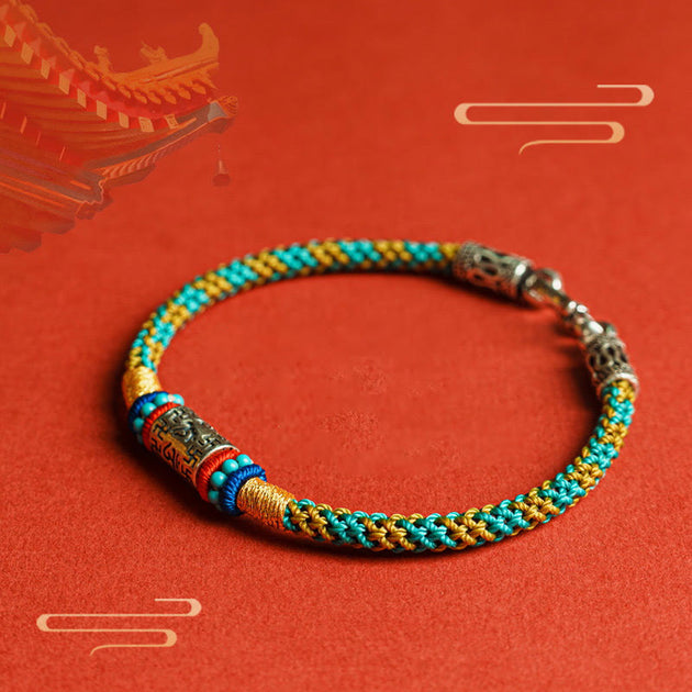 Buddha Stones Colorful String Six True Words 925 Silver