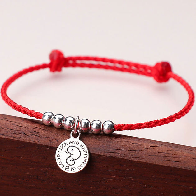 Buddha Stones Chinese Zodiac Kid Red String 999 Sterling Silver Protec 