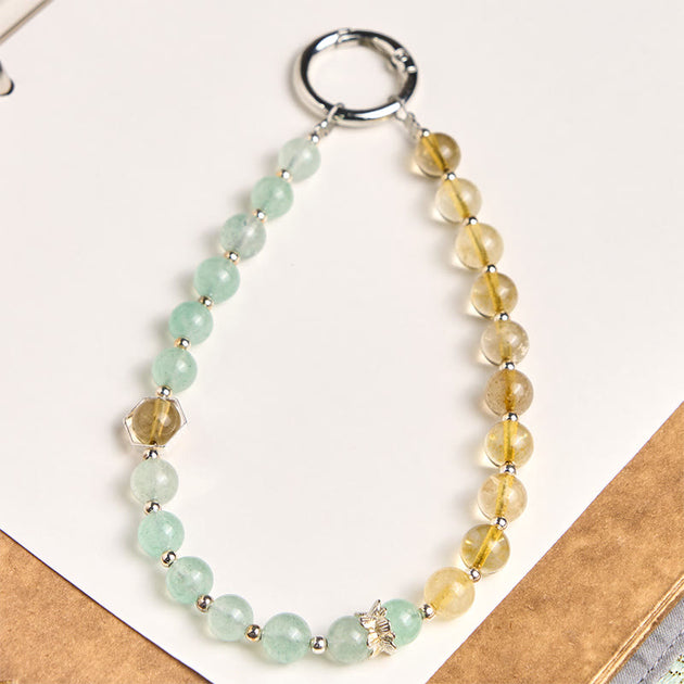 Buddha Stones Green Strawberry Quartz Citrine Beaded Soothing Key