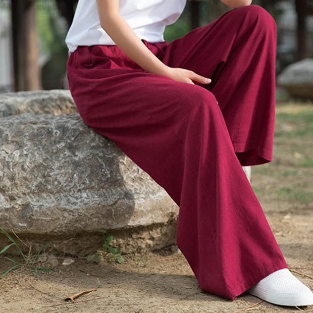 Buddha Stones Plain Wide Leg Pants Dance Women's Yoga Pants With Pockets