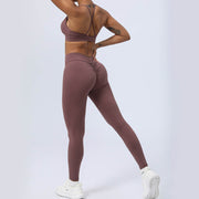 Buddha Stones 2Pcs Backless Criss-Cross Strap Design Top Bra Shorts Leggings Pants Fitness Yoga Outfit Set