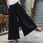 Buddha Stones Solid Color Loose Yoga Wide Leg Pants With Pockets