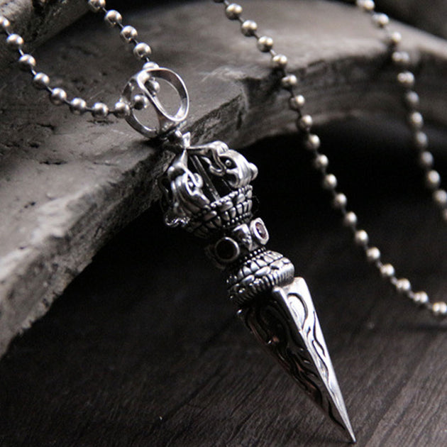 Buddha Stones 925 Sterling Silver Vajra Spiritual Power Necklace