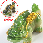 Buddha Stones Color Changing Small PiXiu Copper Coins Resin Tea Pet Wealth Home Figurine Decoration