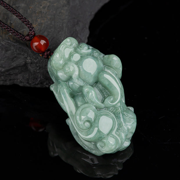 Buddha Stones Jade PiXiu Wealth Luck String Necklace Pendant Necklaces & Pendants BS PiXiu (Wealth ♥ Luck)