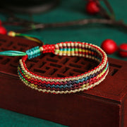 Buddha Stones Tibet Handmade Rainbow Multicolored Protection Braided String Bracelet Bracelet BS 1