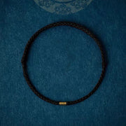 Buddha Stones Lucky Golden Bead Braided String Bracelet Anklet Bracelet BS Black Anklet(Anklet Circumference 16-26cm)