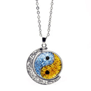 Buddha Stones Yin Yang Moon Balance Harmony Rotation Necklace Pendant Necklaces & Pendants BS Yin Yang Blue&Gold