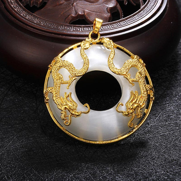 Buddha Stones Tibetan Jade Dragon Necklace Pendant Necklaces & Pendants BS White Jade