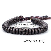 Buddha Stones Tibetan Coconut Shell Beads Engraved Om Mani Padme Hum Mantra Positive String Bracelet Bracelet BS 6