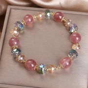 Buddha Stones Natural Strawberry Quartz Colorful Crystal Positive Bracelet Bracelet BS 4