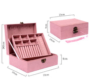 Buddha Stones Simple Design Jewelry Box Organizer Two-Layer Jewelry Storage Box Flannel Box With Lock