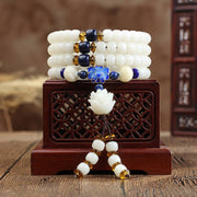 Buddha Stones Tibetan Mala White Bodhi Seed Peace Bracelet Mala Bracelet BS 1