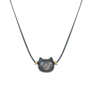 Buddhastoneshop Gold Sheen Obsidian Silver Sheen Obsidian Lovely Paw Lucky Cat Protection Bracelet