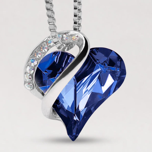 Buddha Stones Love Heart Birthstone Healing Energy Necklace Pendant Necklaces & Pendants BS 03-March & December-Light Sapphire Blue