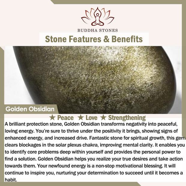 Buddha Stones Golden Obsidian Healing Energy Necklace Pendant Necklaces & Pendants BS 7