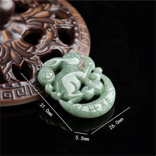 Year of the Rabbit Jade Luck Crescent Mooon Necklace Pendant Necklaces & Pendants BS 6