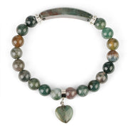 Buddha Stones Natural Quartz Love Heart Healing Beads Bracelet Bracelet BS Green Agate