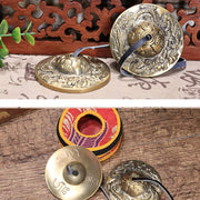 Buddha Stones Tibetan Tingsha Bell Six True Words Dragon Copper Balance Decoration With Bag Buddhist Supplies BS 19