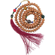 Buddha Stones 108 Mala Beads Bodhi Seed Dzi Bead Peace Tassel Bracelet Mala Bracelet BS 13