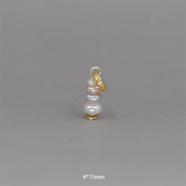 Buddha Stones Zen Cairn Labradorite Various Crystals Calm Pendant Necklace Necklaces & Pendants BS Pearl&925 Sterling Silver Pendant 4*15mm