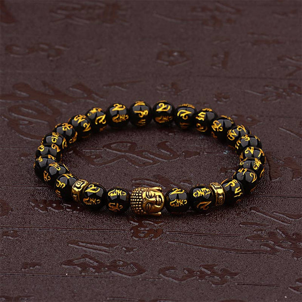 Buddha Stones Tibetan Buddha Mantra Amulet Bracelet Bracelet BS 3