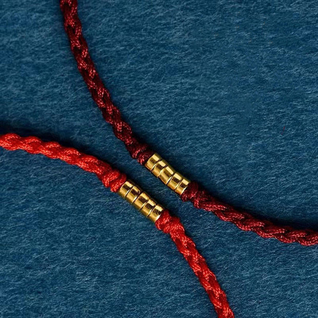 Buddha Stones Lucky Golden Bead Braided String Bracelet Anklet Bracelet BS 3