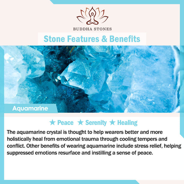 Buddha Stones Natural Aquamarine Blessing Serenity Bangle Bracelet
