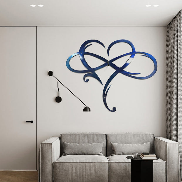Buddha Stones Double Infinity Heart Metal Sign Family Wall Art Wall Art BS Dark Blue Single Infinity Heart 40*35cm