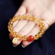 Buddha Stones Citrine Red Agate Fortune Charm Bracelet Bracelet BS 4