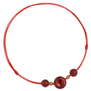 Buddha Stones Cinnabar Peace Buckle Blessing String Anklet Anklet BS 14