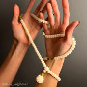 Buddha Stones White Jade Bodhi Lotus Mala Harmony Necklace Bracelet Bracelet BS 19