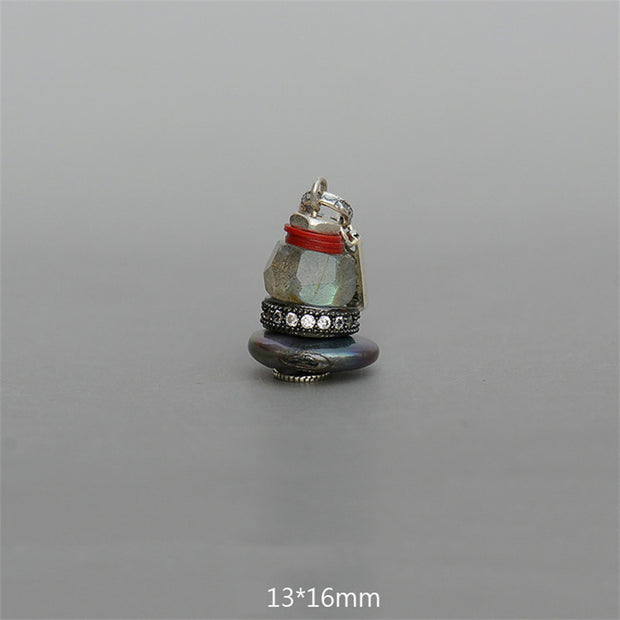 Buddha Stones Zen Cairn Labradorite Various Crystals Calm Pendant Necklace Necklaces & Pendants BS Labradorite Pendant 13*16mm