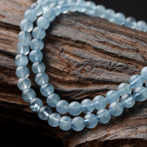 Buddha Stones Natural Aquamarine Peace Healing Bracelet