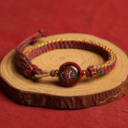 Buddha Stones Colorful Rope Cinnabar Thangka Blessing Braided Bracelet Bracelet BS 1
