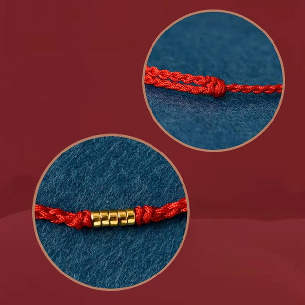Buddha Stones Lucky Golden Bead Braided String Bracelet Anklet Bracelet BS 13