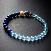Buddha Stones Natural Aquamarine Lazurite Fish Healing Bracelet Bracelet BS 1