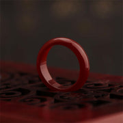 Buddha Stones Various Agate Stone Success Ring Ring BS Red