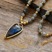 Buddha Stones Labradorite Support Healing Beaded Necklace Pendant Necklaces & Pendants BS 3