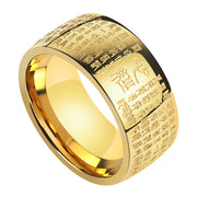 Buddha Stones FengShui Buddhism Ancient Heart Sutra Lucky Ring Ring BS Gold-US11