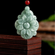 Buddha Stones Natural Jade Kalanchoe blossfeldiana Flower Pattern Luck Necklace Pendant Necklaces & Pendants BS 3