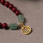 Buddha Stones Cinnabar Green Aventurine Luck Blessing Bracelet Bracelet BS 7