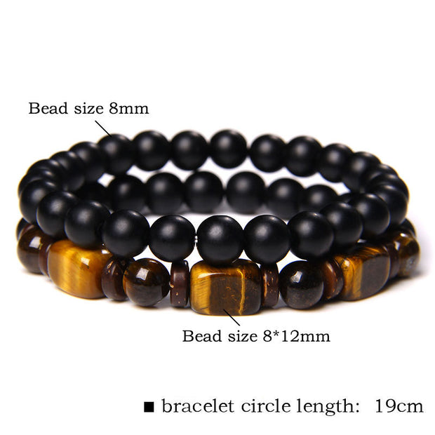 Buddha Stones Tiger Eye Frosted Stone Hematite Courage Bracelet Bracelet BS 10