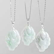 Buddha Stones 925 Sterling Silver Natural Jade Nine Tailed Fox Prosperity Necklace Pendant Necklaces & Pendants BS 3