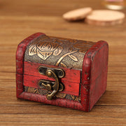 Buddha Stones Retro Small Wood Jewelry Box Lotus Golden Grape Copper Coin Daffodil Grass Flower Jewelry Storage Box
