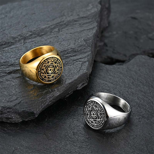 Buddha Stones 12 Constellations of the Zodiac Star of David Protection Ring
