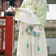 Buddha Stones Luck Embroidery Lotus Koi Fish Rabbit Flower Hanfu Bag Crossbody Bag Shoulder Bag