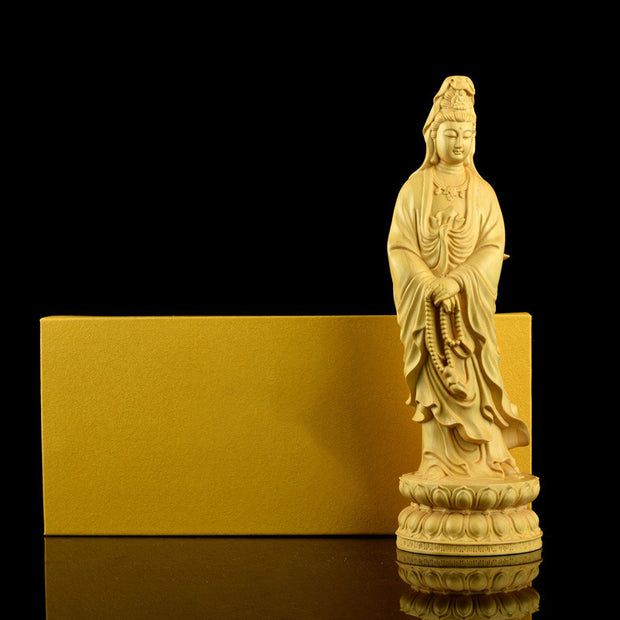 Buddha Stones Avalokitesvara Boxwood Blessing Home Decoration