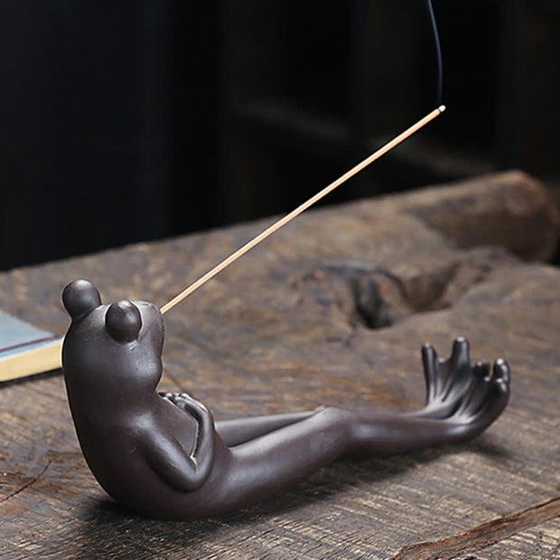 Buddha Stones Meditation Frog Ceramic Spiritual Healing Incense Burner