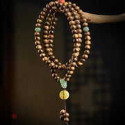 Buddha Stones 108 Mala Beads Kalimantan Agarwood Gourd Jade Amber Balance Bracelet Bracelet Mala BS 1